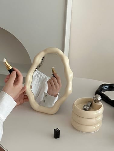 Cloud Makeup Mirror with Adjustable Stand - White