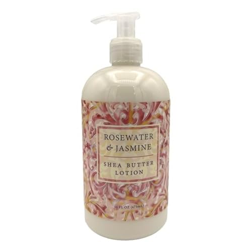 Greenwich Bay Trading Company Botanical Collection Bundle: Rosewater & Jasmine - 16 Ounce Shea Butter Lotion & 16 Ounce Hand Soap