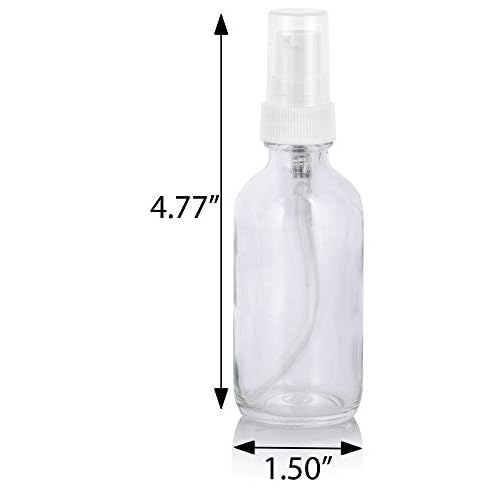 JUVITUS 2 oz / 60 ml Clear Glass Boston Round White Treatment Pump Bottle (12 pack) + Funnel