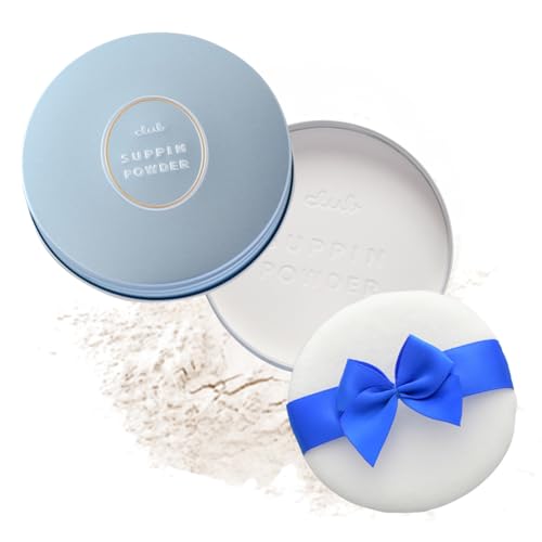 Club Suppin Translucent Setting Powder Makeup, Pressed Powder Foundation & 24H Long-Lasting Face Powder Makeup Setting Powder with Amino Acids & Shea Butter, Japanese Skincare Finishing Powder, WHITE