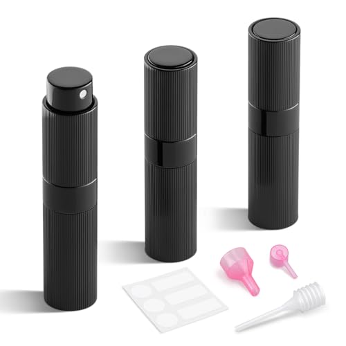 LISAPACK Travel Refillable Perfume Spray Bottle - 8ml, Black, Compact, TSA Approved