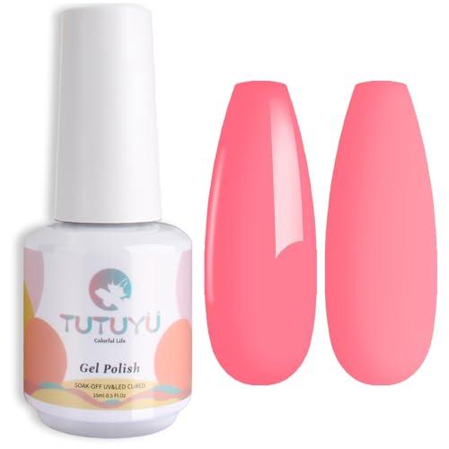 Pastel Coral Pink Gel Nail Polish - TUTUYU 0.51 Fl Oz