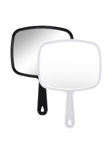 Gladmart 10.3 x 7.4 Inch Hand Mirror Set with Handle - Black & White, 2 Pack