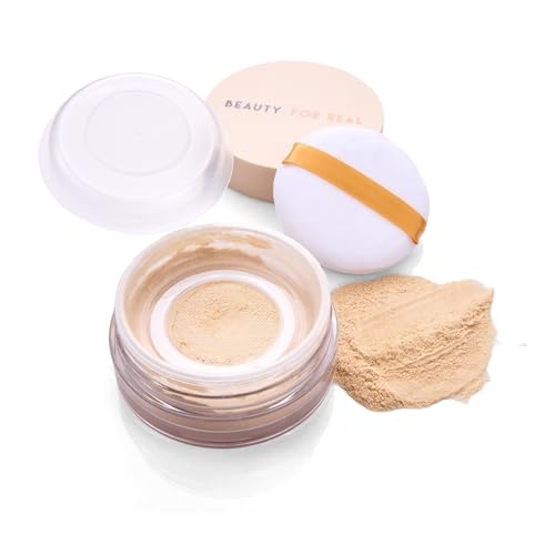 Beauty For Real Hydra-Set Translucent Finishing + Brightening Powder, Brighten - Invisible, Weightless Finish - 16-Hour Wear & 24-Hour Shine Control - With Niacinamide & Vitamin E - Talc Free