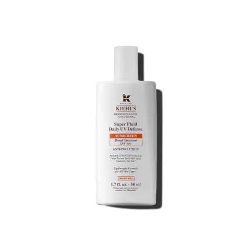 Kiehl's Super Fluid UV Defense Daily Facial Sunscreen SPF 50+, Lightweight Matte Finish, Protects Against UVA/UVB Rays & Pollution, Vitamin E & Baicalin, Non-comedogenic, Paraben-free, Fragrance-free