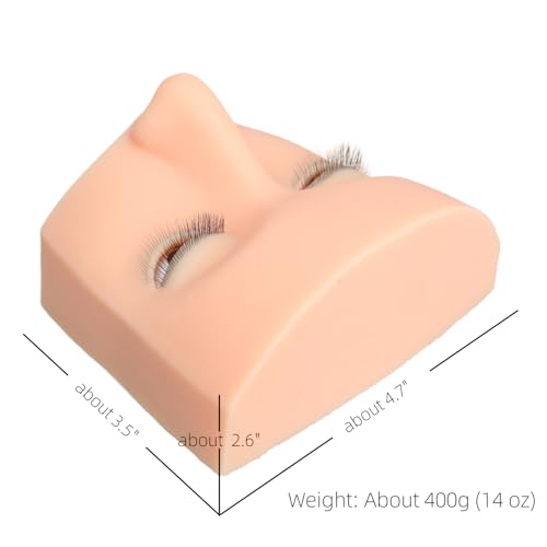 Lash Mannequin Head with Liftable Eyelids - 3D Realistic Silicone Lash Mannequin for Eyelash Extension Training - 4 Upper & 1 Lower Lash Layers (9x12x6.5cm)