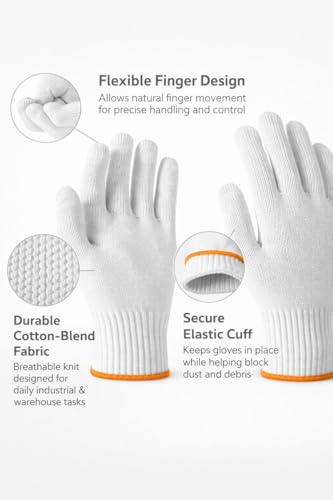 Cotton Work Gloves for Warehouse, Gardening & Cleaning