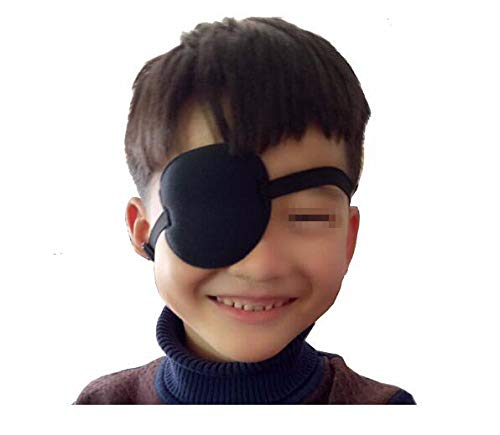 XINGZI Black Eyepatch-Soft Comfortable Adjustable Concave Shape Black Pirate Eyepatch Single Eye Mask for Adult Kid's Amblyopia Lazy Eye Recovery Eye