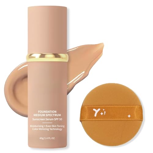 SPF 50 Liquid Foundation with Sunscreen - Lightweight Longwear