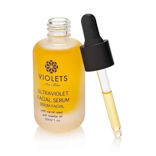 Violets Are Blue Ultra Violet Facial Serum with Carrot Seed & Rosehip Oils Rejuvenating Anti-Aging Serum for Dry, Mature, or Dull Skin Hydrating Blend with Argan, Jojoba, Primrose & Lavender 30ml