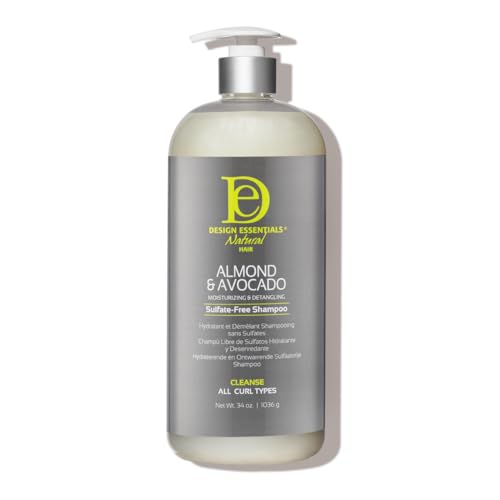 Design Essentials Natural Almond & Avocado Moisturizing & Detangling Sulfate-Free Shampoo, 32 Ounce