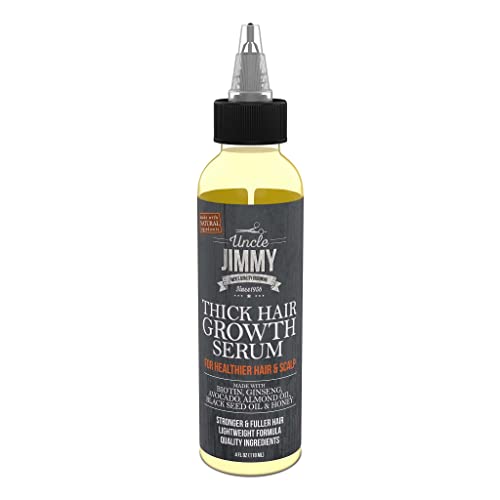 Uncle Jimmy Thick Hair Growth Serum, Hair Growth Treatment, Anti Hair Loss, Promotes Thicker, Stronger Hair for Men & Women 4 Fl Oz