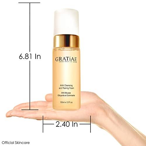 Gratiae Organics AHA Cleansing and Peeling Foam ? Non-Drying Facial Cleanser for Sensitive Skin, 5.1 fl oz