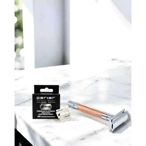 Parker Premium Platinum Double Edge Safety Razor Blades - 100 Count Salon Pack | Swedish Steel, Platinum-Tungsten-Chromium Coated | Smooth, Comfortable Shave | For Barbershop & Home Use