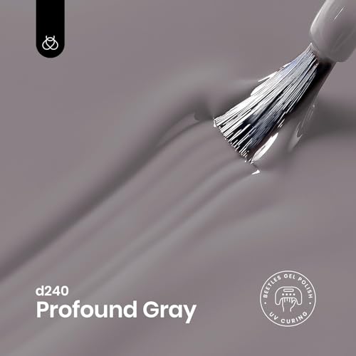 Beetles Profound Gray Gel Nail Polish 15ML - Creme Grey Variation for Long-Lasting Manicure