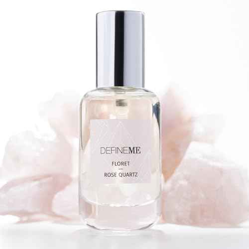 DefineMe Rose Quartz Crystal Infused Natural Perfume Mist, Floret Scent, 0.95 FL OZ, Award Winner 2024 Universal Beauty Awards