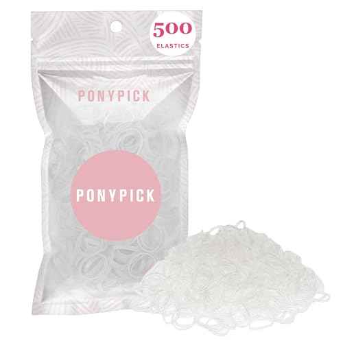 By Lolly - 500 Clear Rubber Hair Ties for Girls and Toddlers - Elastic Hair Bands and Disposable Plastic Hair Accessories