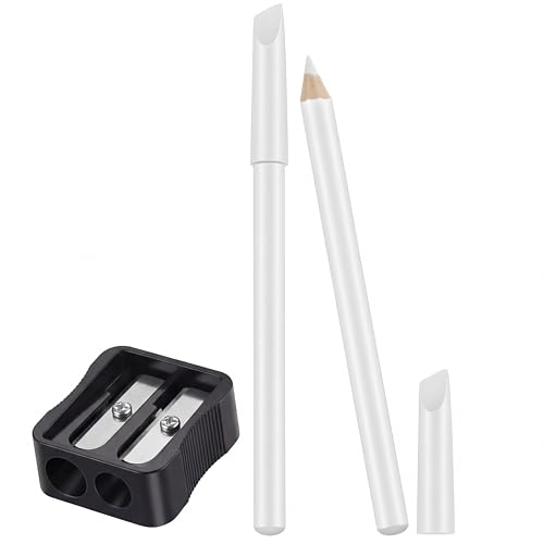 2-in-1 White Nail Whitening Pencil Set with Sharpener & Cuticle Pusher, 2 Pack