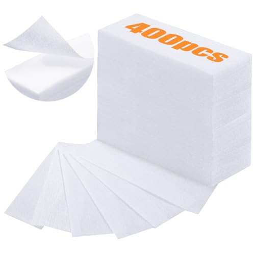 Blulu 400 Wax Strips Non Woven for All Skin Types Facial and Body Hair Removal Wax Paper Strips Epilating for Leg, Chest, Back, Intimate Area And Face 10 x 3.8 cm(White)