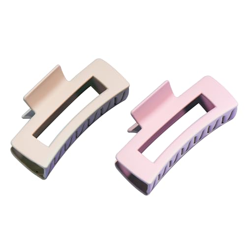 Gimme Beauty Rectangle Claw Clip Duo - Hair Clips with Velvet-Like Finish for All Hair Types - Non-Slip, Firm-Hold Daily Wear Accessory - Women¡¯s Claw Clip Set - Pink & Blonde, 2 Pack