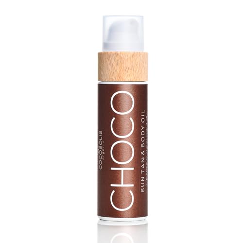 COCOSOLIS CHOCO Suntan & Body Oil - Organic Tanning Oil - Deep Chocolate Tan - Tanning Lotion Accelerator for Indoor and Outdoor Tanning Beds (3.71)