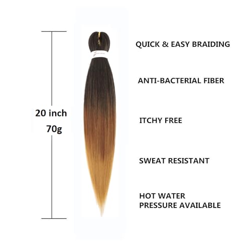 Pre Stretched Ombre Braiding Hair 26 Inch Synthetic Extensions for Women - Easy, Natural, Hot Water Set