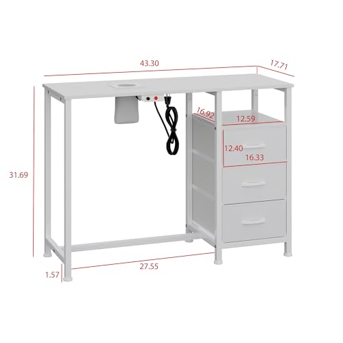 LIVEHOM Manicure Table with Dust Collector & 3 Drawers