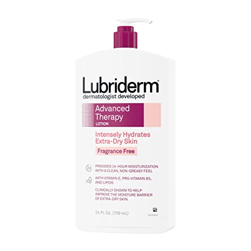 Lubriderm Advanced Therapy Moisturizing Lotion with Vitamins E and B5, Deep Hydration for Extra Dry Skin, Non-Greasy Formula, 24 fl. oz (Pack of 3)