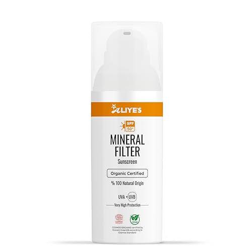 Aliye¡¯s Organic Sunscreen SPF 50+ | Ecocert Cosmos Certified | 100% Mineral & Vegan Sun Protection | Safe for Sensitive Skin | 50ml (White)