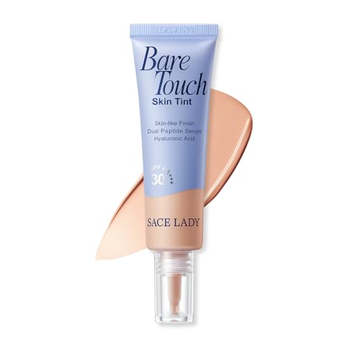 SACE LADY Bare Touch Skin Tint SPF 30, Skin-Like Serum Tinted Moisturizer Lasts Up to 16HR, Lightweight Natural Matte Glow Finish, Infused with Peptides and Hyaluronic Acid (#04 Beige Glow)