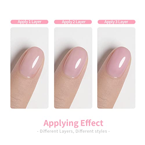 RARJSM Rubber Base Gel Light Pink Sheer Rubber Base Coat Gel Nail Polish Transparente Pink for Nails French Manicure Extend Gel Soak Off UV LED Curing Requires Single Bottle 15ml Salon Home DIY Use