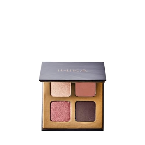 INIKA Eyeshadow Quad - Flowers | Blendable, Natural Mineral Pigments, Pink Neutral Tones, Long Lasting, Matte and Shimmer