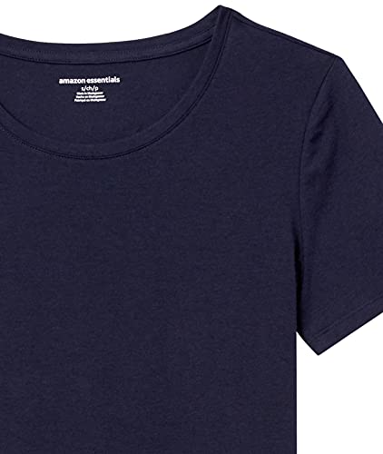 Amazon Essentials Women's Classic-Fit Short-Sleeve Crewneck T-Shirt, Pack of 2, Navy/Purple, X-Small