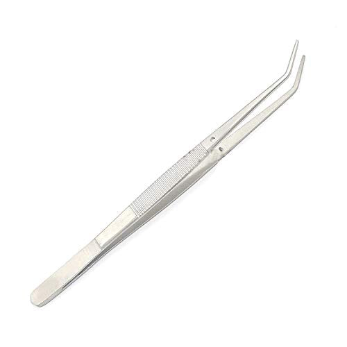 OdontoMed2011¢ç Heavy Duty 6 inches Stainless Steel College Tweezers Curved Tips All-purpose Forceps Professional Tweezers Tongs and Comfortable Ridged Handle for Crafting Repairing General Purpose