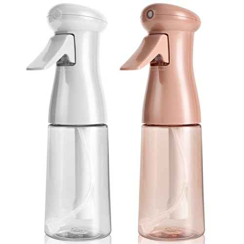 Spray Bottle For Hair, Continuous Mister Empty Spray Bottles, Ultra Fine Mist Water Sprayer for Hairstyling, Cleaning, Plants, Barbers, Salons, Essential Oil Scents - 2 Pack 6.8 OZ, White & Terracotta
