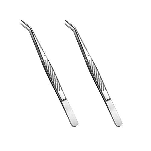 Stainless Steel Curved Tweezers with Serrated Tip (2-Piece Set)