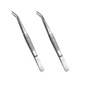 Stainless Steel Curved Tweezers with Serrated Tip (2-Piece Set)