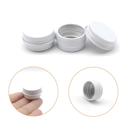 30 pack 5 ml White Lip Balm Tin Cans, 5g Mini Aluminum Makeup Sample Containers with Screw Lid, Empty Metal Tins Pot Storage Travel Jars for Cosmetic, Cream, Candle, Tea, 5 Gram Small Tins