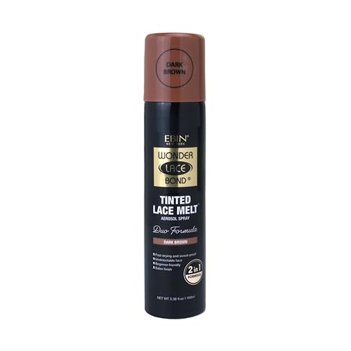 EBIN NEW YORK Wonder Lace Bond Tinted Lace Melt Aerosol Spray - Dark Brown 3.38oz/ 100ml - Quick Dry No Transfer Formula, Humid Resistant, Infused with Keratin for Protect Skin, Paraben Free