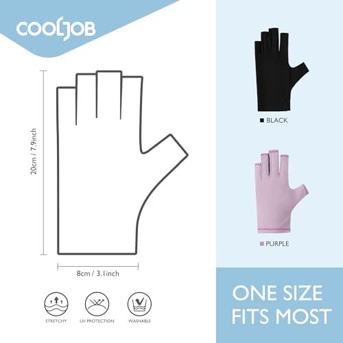 COOLJOB Anti-UV Gloves for Nail Lamp - UPF 50+ Fingerless Manicure Gloves