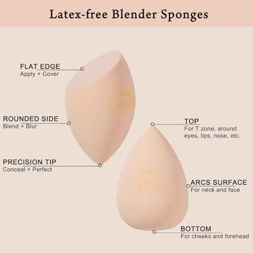 Real Perfection Makeup Sponge Set Blender Sponges, Latex-Free Beauty Makeup Sponges 7 pcs with 1 Travel Container Case for Blending Foundation Liquid Cream and Powder (Beige)