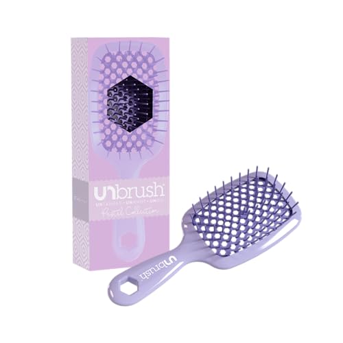 FHI Heat UNbrush Detangling Brush for Pain-Free Brushing on All Wet or Dry Hair Types — Durable DuoFlex Anti-Static Bristles, Lightweight Handle, Vented Hair Brush, Lilac Light Purple