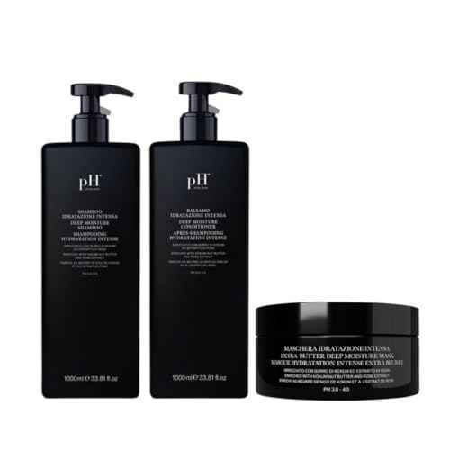 pH PURE HAIR Deep Moisture Set - Deep Moisture Shampoo and Conditioner Set with Extra Butter Hair Mask for Damaged & Dry Hair - 33.8 Oz (Pack of 3)