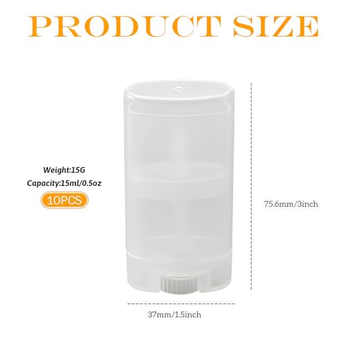 15ML Transparent Empty Plastic Oval Deodorant Containers Lipstick Tubes Tube Bottles For Chapstick Homemade Lip Balm Crayon(10PCS)