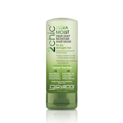 GIOVANNI 2chic Ultra-Moist Deep, Deep Moisture Hair Mask - Avocado & Olive Oil, Creamy Hydration Formula, Enriched with Aloe Vera, Shea Butter, Botanical Extracts, No Parabens, Color Safe - 5 oz