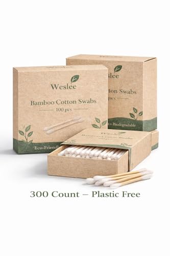 Bamboo Cotton Swabs 300 Count – Biodegradable Wooden Ear Swabs