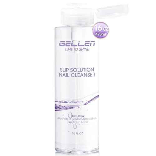 Gellen 16oz Multi-Purpose Nail Cleanser, Pump Bottle Design Nail Surface Cleaner for Prep Nails, Tacky Residue Remover for High-Shine Gel Top Coat, Polygel Slip Solution, Nail Cleaning for Manicure