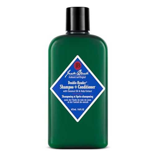 Jack Black - Double-Header Shampoo + Conditioner - PureScience Formula, Coconut Oil and Kelp Extract, Sulfate-Free, Removes Oil and Product Buildup, Lightly Conditions and Soothes, 16 Oz