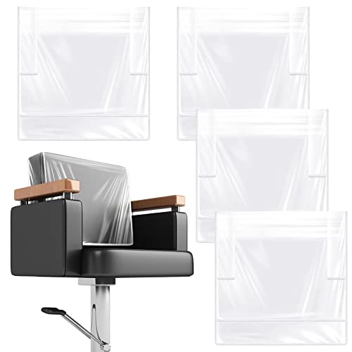 Hoolerry 4-Piece Clear Salon Chair Covers with White Edges