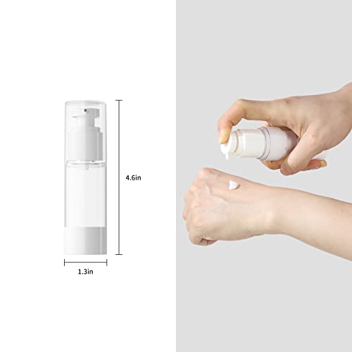30ml Airless Pump Bottles, Clear Travel Size Cosmetic Dispenser (Pack of 6)